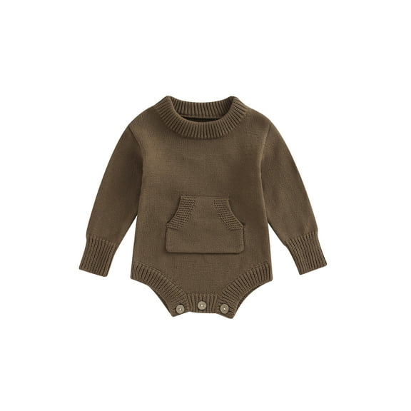 Bagilaanoe Newborn Baby Boys Knitted Rompers Long Sleeve Bodysuit Sweater 3M 6M 12M 18M 24M Infant Fall Ribbed Knitwear