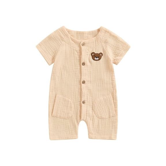 Bagilaanoe Newborn Baby Boys One-pieces Embroidery Short Sleeve Jumpsuit 6M 12M 18M 24M Infant Romper Casual Clothing