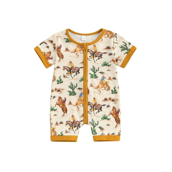 Bagilaanoe Newborn Baby Boys One-pieces Print Short Sleeve Jumpsuit 3M 6M 12M 18M Infant Romper Casual Clothing