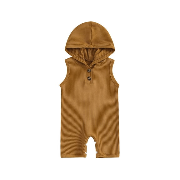 Bagilaanoe Newborn Baby Boys One-pieces Ribbed Sleeveless Hood Jumpsuit 3M 6M 12M 18M Infant Romper Casual Clothing