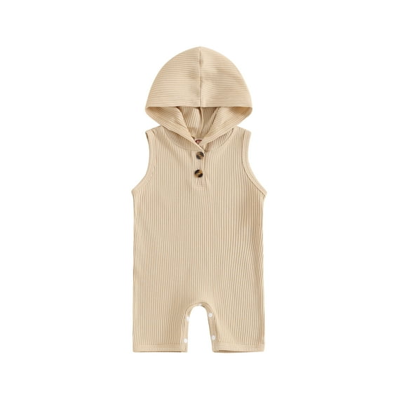 Bagilaanoe Newborn Baby Boys One-pieces Ribbed Sleeveless Hood Jumpsuit 3M 6M 12M 18M Infant Romper Casual Clothing