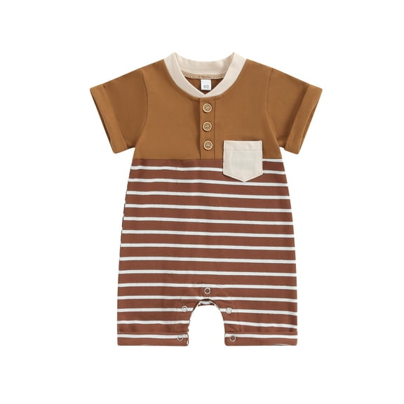 Bagilaanoe Newborn Baby Boys One-pieces Stripe Print Short Sleeve Jumpsuit 3M 6M 9M 12M Infant Romper Summer Casual Clothing