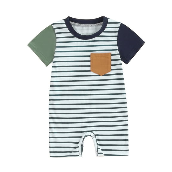 Bagilaanoe Newborn Baby Boys One-pieces Striped Print Short Sleeve Jumpsuit 3M 6M 12M 18M Infant Romper Casual Clothing