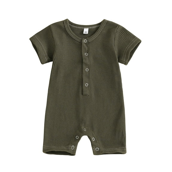 Bagilaanoe Newborn Baby Boys One-pieces Waffle Short Sleeve Jumpsuit 3M 6M 9M 12M Infant Romper Casual Clothing