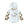 thumbnail image 1 of Bagilaanoe Newborn Baby Boys Oversized Hooded Romper Sweatshirt Long Sleeve Bodysuits Checkerboard Pullover 3M 6M 9M 12M 18M Infant Casual Tee Tops, 1 of 8