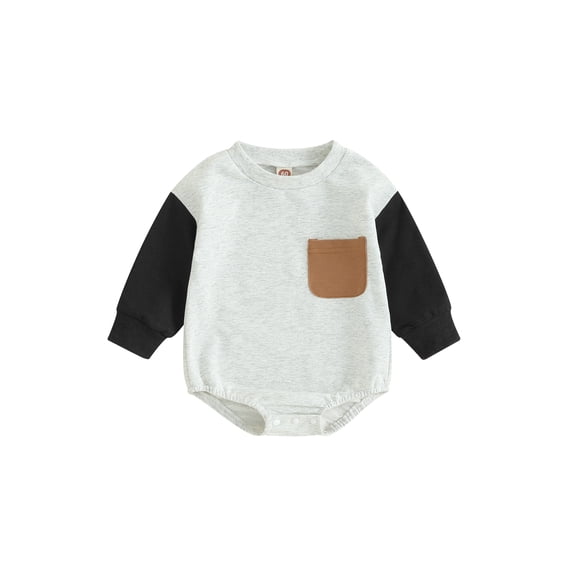 Bagilaanoe Newborn Baby Boys Oversized Romper Sweatshirt Long Sleeve Bodysuits Contrast Color Pullover 3M 6M 12M 18M 24M Infant Casual Tee Tops
