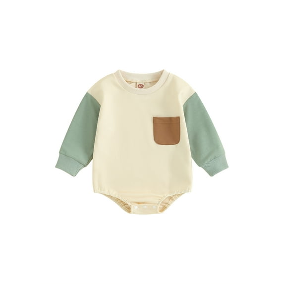 Bagilaanoe Newborn Baby Boys Oversized Romper Sweatshirt Long Sleeve Bodysuits Contrast Color Pullover 3M 6M 12M 18M 24M Infant Casual Tee Tops