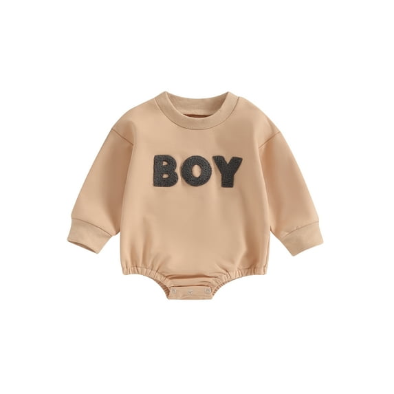 Bagilaanoe Newborn Baby Boys Oversized Romper Sweatshirt Long Sleeve Bodysuits Letter Print Pullover 3M 6M 12M 18M Infant Casual Tee Tops