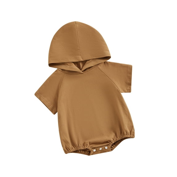Bagilaanoe Newborn Baby Boys Rompers Short Sleeve Hooded Bodysuits 3M 6M 12M 18M Infant Summer One Piece Jumpsuit