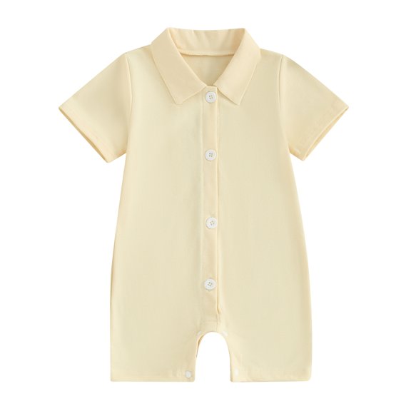 Bagilaanoe Newborn Baby Boys Shirt Jumpsuit Short Sleeve Bodysuit 6M 12M 18M 24M Infant Summer One Piece Romper