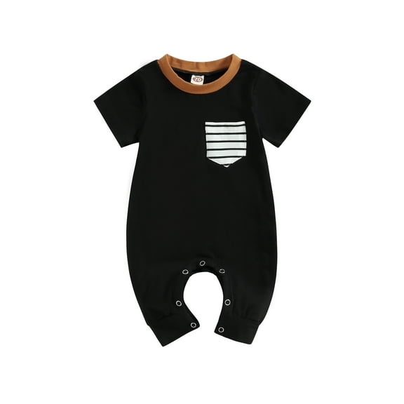 Bagilaanoe Newborn Baby Boys Summer Jumpsuit Contrast Color Short Sleeve Bodysuit 3M 6M 12M 18M Infant Casual One Piece Romper