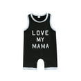 thumbnail image 1 of Bagilaanoe Newborn Baby Boys Summer Jumpsuit Letters Print Sleeveless Bodysuit 6M 12M 18M 24M Infant Casual One Piece Romper, 1 of 7