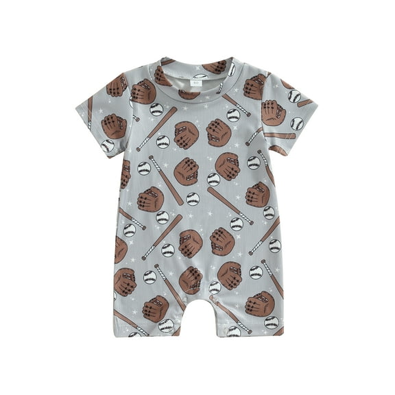 Bagilaanoe Newborn Baby Boys Summer Jumpsuit Print Short Sleeve Bodysuit 3M 6M 12M 18M Infant Loose One Piece Romper