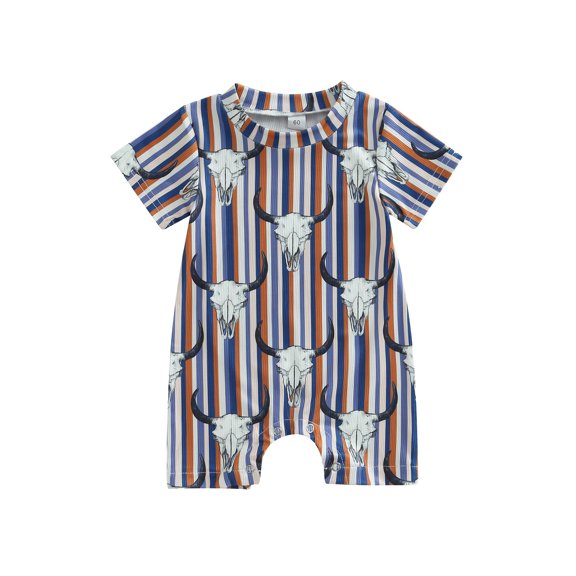 Bagilaanoe Newborn Baby Boys Summer Jumpsuit Print Short Sleeve Bodysuit 6M 12M 18M 24M Infant Casual One Piece Romper