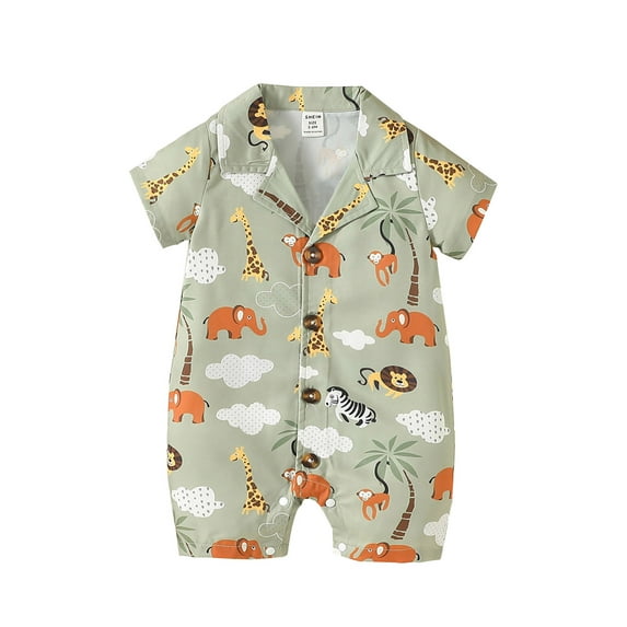 Bagilaanoe Newborn Baby Boys Summer Jumpsuit Print Short Sleeve Bodysuit Shorts 3M 6M 9M 12M 18M 24M Infant Casual One Piece Romper