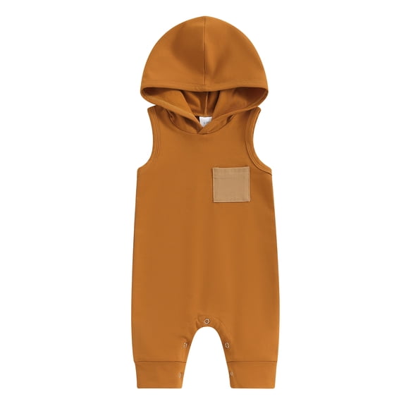 Bagilaanoe Newborn Baby Boys Summer One-pieces Contrast Color Sleeveless Hooded Jumpsuit 3M 6M 12M 18M Infant Romper Casual Clothing