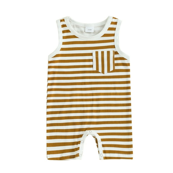 Bagilaanoe Newborn Baby Boys Summer One-pieces Striped Print Sleeveless Jumpsuit 3M 6M 12M 18M Infant Romper Casual Clothing