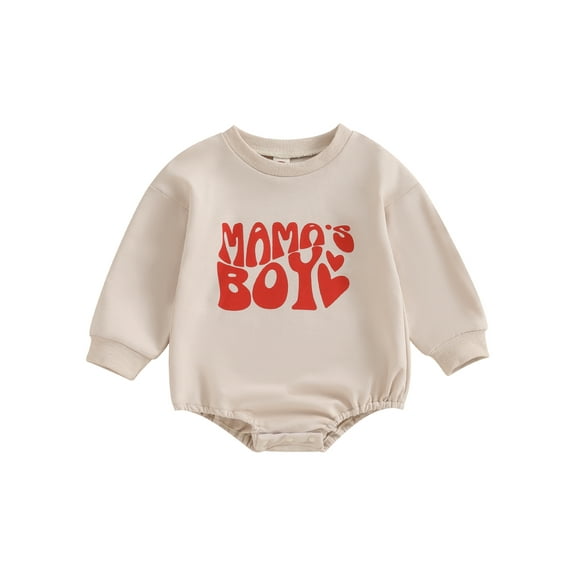 Bagilaanoe Newborn Baby Boys Valentine's Day Romper Sweatshirt Long Sleeve Bodysuits Letter Print Pullover 3M 6M 12M 18M Infant Casual Tee Tops