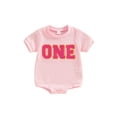 thumbnail image 1 of Bagilaanoe Newborn Baby Girl Boy Birthday Rompers Letter Embroidery Short Sleeve Bodysuits 6M 12M 18M Infant Summer Casual One Piece Short Jumpsuit, 1 of 7