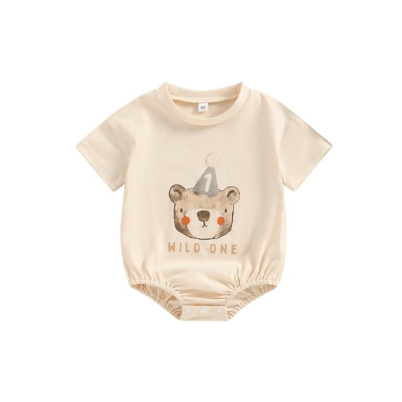 Bagilaanoe Newborn Baby Girl Boy Birthday Rompers Letter Print Short Sleeve Bodysuits 3M 6M 12M 18M Infant Summer Casual One Piece Short Jumpsuit