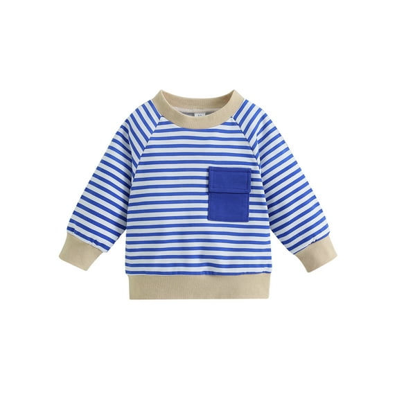 Bagilaanoe Newborn Baby Girl Boy Casual Sweatshirt Long Sleeve Stripe Print Pullover 3M 6M 9M 12M 18M Infant Loose Tee Tops