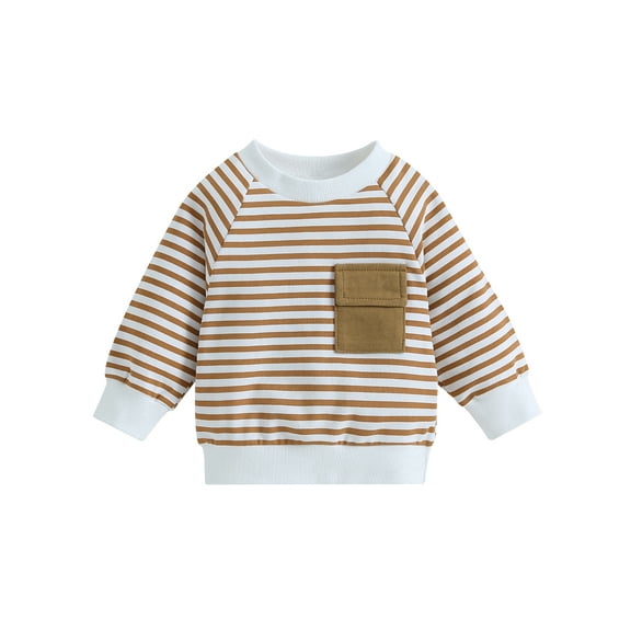Bagilaanoe Newborn Baby Girl Boy Casual Sweatshirt Long Sleeve Stripe Print Pullover 3M 6M 9M 12M 18M Infant Loose Tee Tops