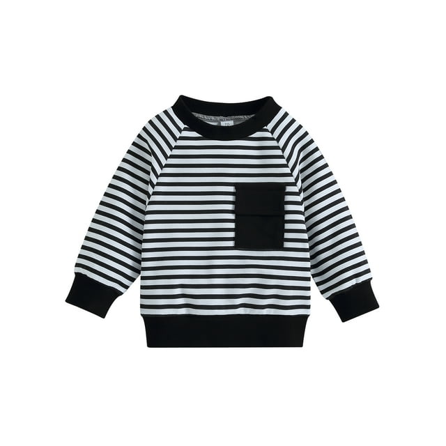 Bagilaanoe Newborn Baby Girl Boy Casual Sweatshirt Long Sleeve Stripe Print Pullover 3M 6M 9M 12M 18M Infant Loose Tee Tops