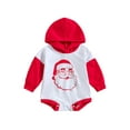 thumbnail image 1 of Bagilaanoe Newborn Baby Girl Boy Christmas Hooded Romper Sweatshirt Long Sleeve Bodysuit Letter/Stripe/Santa Claus Print Pullover 3M 6M 12M 18M Infant Casual Tee Tops, 1 of 8