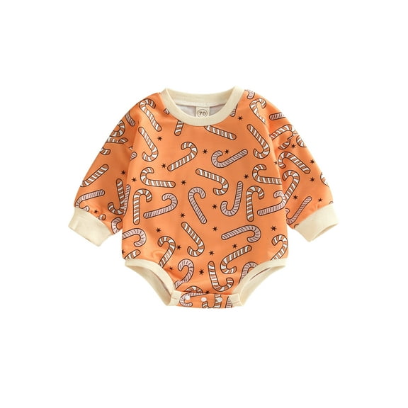 Bagilaanoe Newborn Baby Girl Boy Christmas Romper Sweatshirt Long Sleeve Bodysuit Candy Print Pullover 3M 6M 12M 18M Infant Casual Tee Tops