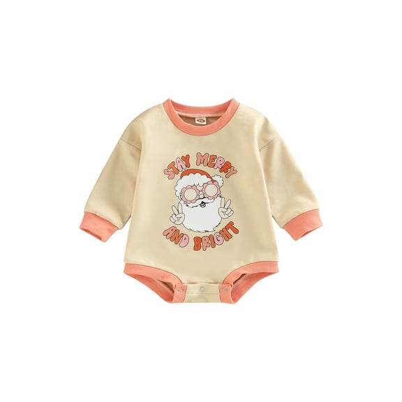 Bagilaanoe Newborn Baby Girl Boy Christmas Romper Sweatshirt Long Sleeve Bodysuit Letter Print Pullover 6M 12M 18M 24M Infant Casual Tee Tops