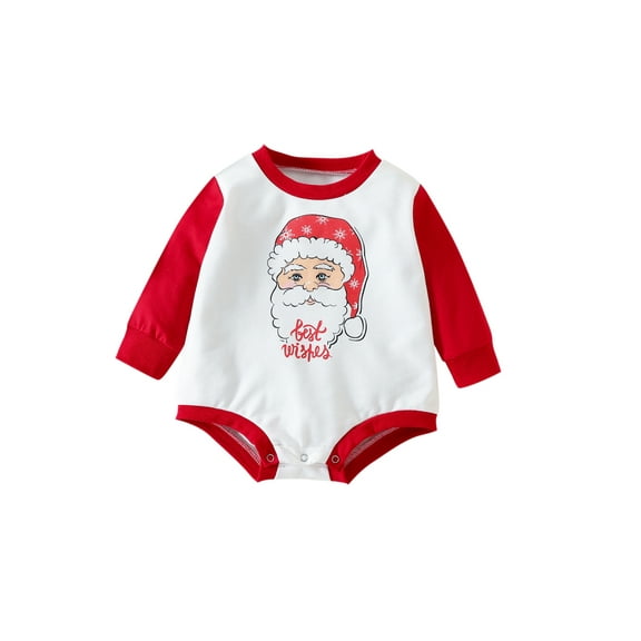 Bagilaanoe Newborn Baby Girl Boy Christmas Romper Sweatshirt Long Sleeve Bodysuit Santa Letter Print Pullover 3M 6M 9M 12M 18M 24M Infant Casual Tee Tops