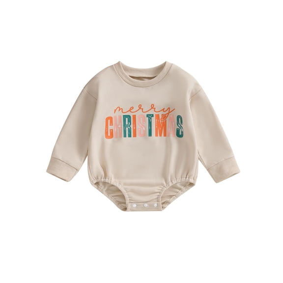 Bagilaanoe Newborn Baby Girl Boy Christmas Romper Sweatshirt Long Sleeve Bodysuits Letter Print Pullover 3M 6M 12M 18M Infant Casual Tee Tops