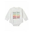 thumbnail image 1 of Bagilaanoe Newborn Baby Girl Boy Christmas Romper Sweatshirt Long Sleeve Bodysuits Letter Print Pullover 3M 6M 12M 18M Infant Casual Tee Tops, 1 of 9