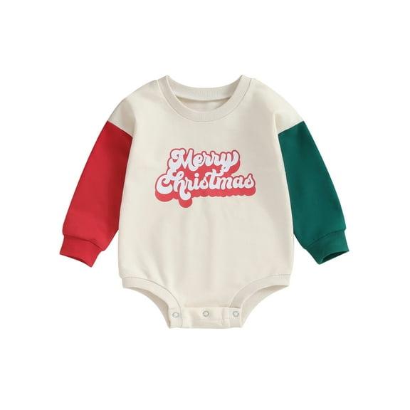 Bagilaanoe Newborn Baby Girl Boy Christmas Romper Sweatshirt Long Sleeve Bodysuits Letter Print Pullover 6M 12M 18M 24M Infant Casual Tee Tops