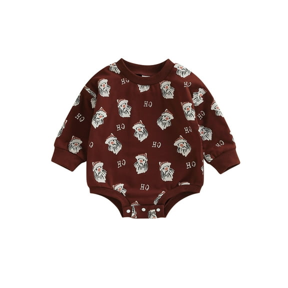 Bagilaanoe Newborn Baby Girl Boy Christmas Rompers Cartoon Santa Claus Print Long Sleeve Bodysuits 3M 6M 12M 18M 24M Infant One Piece Short Jumpsuit