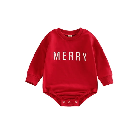 Bagilaanoe Newborn Baby Girl Boy Christmas Rompers Letter Print Long Sleeve Bodysuits 6M 12M 18M 24M Infant Casual One Piece Short Jumpsuit