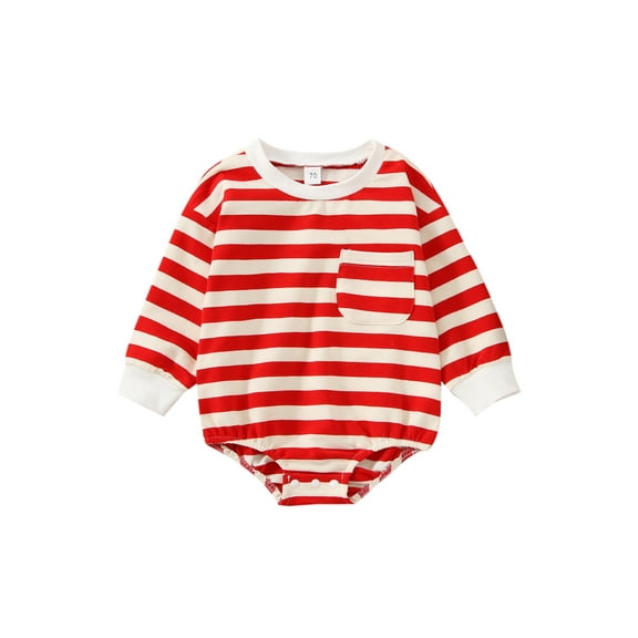 Bagilaanoe Newborn Baby Girl Boy Christmas Rompers Striped Print Long Sleeve Bodysuit 6M 12M 18M 24M Infant One Piece Short Jumpsuit