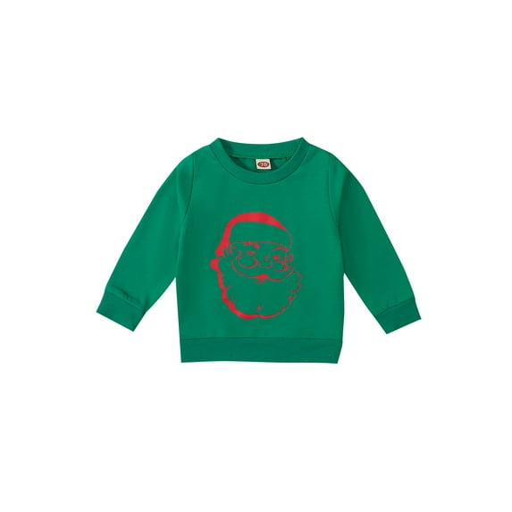 Bagilaanoe Newborn Baby Girl Boy Christmas Sweatshirt Long Sleeve Santa Claus Print Pullover 6M 12M 18M 24M Infant Fall Loose Tee Tops