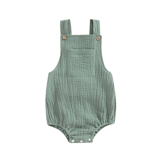 Bagilaanoe Newborn Baby Girl Boy Cotton Linen Rompers Sleeveless Bodysuit 3M 6M 12M 18M 24M Infant Suspender Overalls