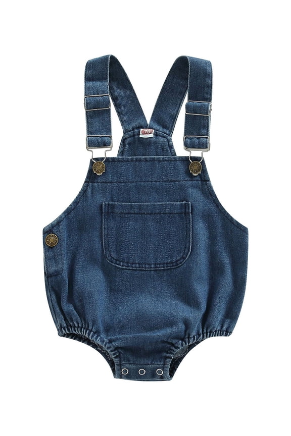 Newborn Baby Girl Boy Denim Rompers Sleeveless Bodysuits with Pocket 6M 12M 18M 24M Infant Casual One Piece Short Jumpsuit