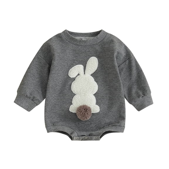 Bagilaanoe Newborn Baby Girl Boy Easter Romper Sweatshirt Long Sleeve Bodysuits Embroidery Pullover 6M 12M 18M 24M Infant Casual Tee Tops