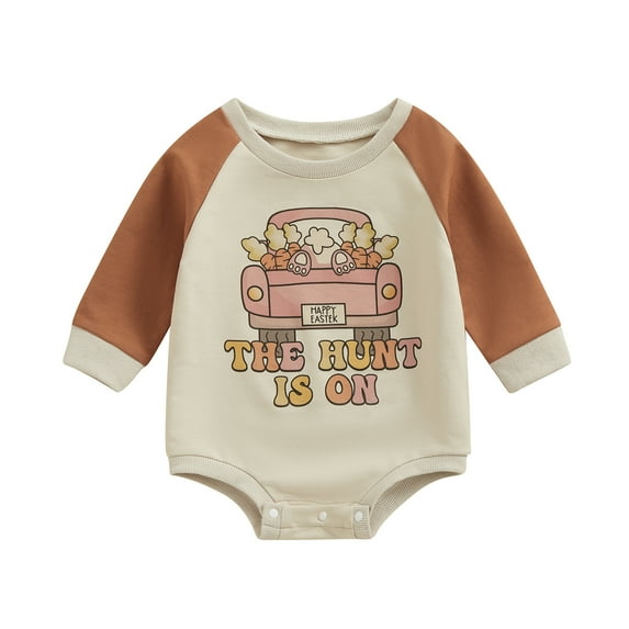 Bagilaanoe Newborn Baby Girl Boy Easter Romper Sweatshirt Long Sleeve Bodysuits Letter Print Pullover 3M 6M 9M 12M Infant Casual Tee Tops
