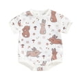 thumbnail image 1 of Bagilaanoe Newborn Baby Girl Boy Easter Rompers Floral Print Short Sleeve Bodysuits 3M 6M 12M 18M Infant Casual One Piece Short Jumpsuit, 1 of 8