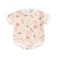 thumbnail image 1 of Bagilaanoe Newborn Baby Girl Boy Easter Rompers Floral Print Short Sleeve Bodysuits 3M 6M 12M 18M Infant Casual One Piece Short Jumpsuit, 1 of 8