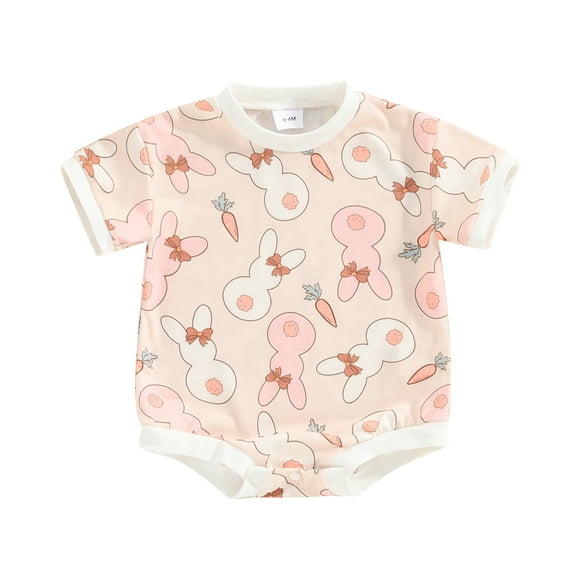 Bagilaanoe Newborn Baby Girl Boy Easter Rompers Floral Print Short Sleeve Bodysuits 3M 6M 12M 18M Infant Casual One Piece Short Jumpsuit
