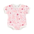 thumbnail image 1 of Bagilaanoe Newborn Baby Girl Boy Easter Rompers Flower Print Short Sleeve Bodysuits 3M 6M 12M 18M Infant Casual One Piece Short Jumpsuit, 1 of 1