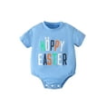 thumbnail image 1 of Bagilaanoe Newborn Baby Girl Boy Easter Rompers Letter Print Short Sleeve Bodysuits 3M 6M 9M 12M Infant Casual One Piece Short Jumpsuit, 1 of 9