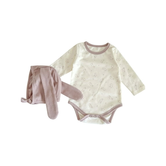 Bagilaanoe Newborn Baby Girl Boy Easter Rompers Print Long Sleeve Bodysuits + Hat 4M 7M 10M 15M 24M Infant Casual One Piece Jumpsuit