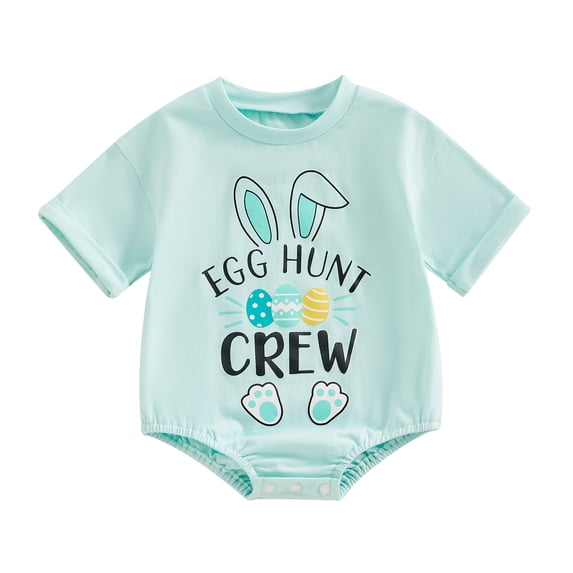 Bagilaanoe Newborn Baby Girl Boy Easter Rompers Print Short Sleeve Bodysuits 3M 6M 12M 18M Infant Casual One Piece Short Jumpsuit