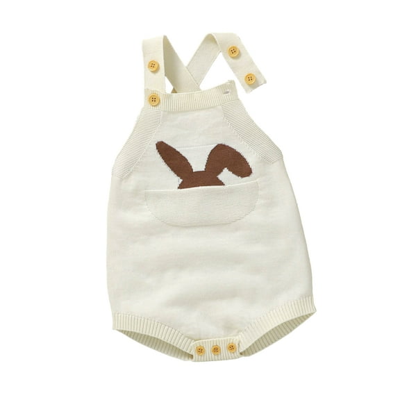Bagilaanoe Newborn Baby Girl Boy Easter Rompers Print Sleeveless Bodysuits 3M 6M 9M 12M 18M Infant Ribbed One Piece Jumpsuit